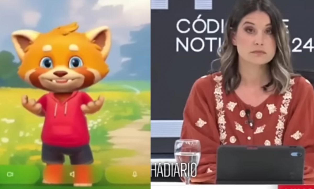 Cara de mate rancio, así fue larespuesta que le dio Rudy, una IA creada para niños, a una periodista en vivo. (Captura de pantalla A24)