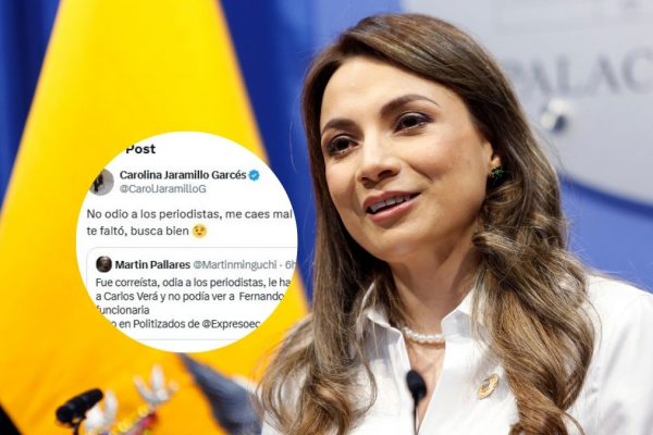 Carolina Jaramillo Garcés, vocera de Daniel Noboa, y el periodista Martín Pallares protagonizan polémica en X. (Presidencia de Ecuador).