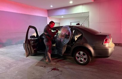 El el carro que se movilizaba Marcelo Ruiz, quedaron las huellas de los disparos.