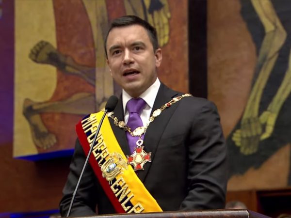 El presidente de Ecuador, Daniel Noboa, dio un discurso que duró 20 minutos.