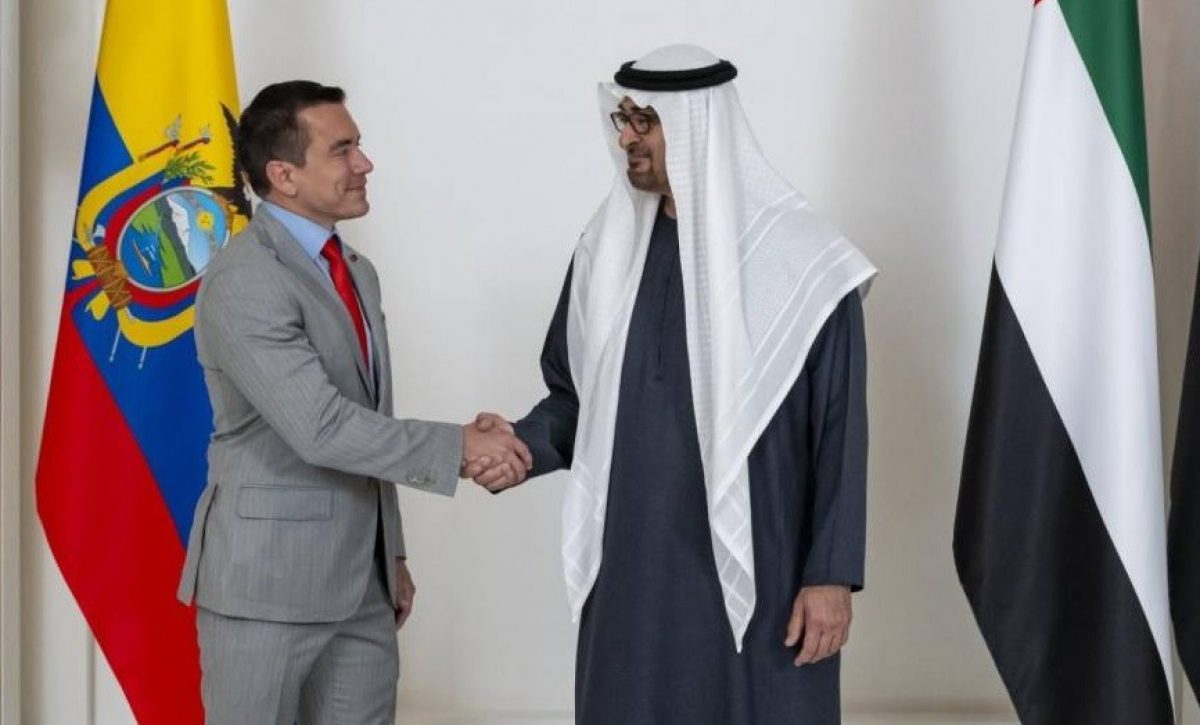 Daniel Noboa, se reunió con el jeque Mohamed Bin Zayed Al Nahyan, emir de Abu Dabi y presidente de Emiratos Árabes Unidos (EAU).