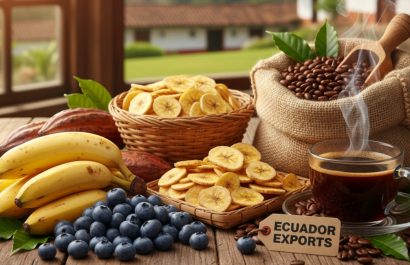 Ecuador conquista mercados internacionales con la exportación de productos orgánicos y no tradicionales. (Generado con la inteligencia artificial Gemini de Google)