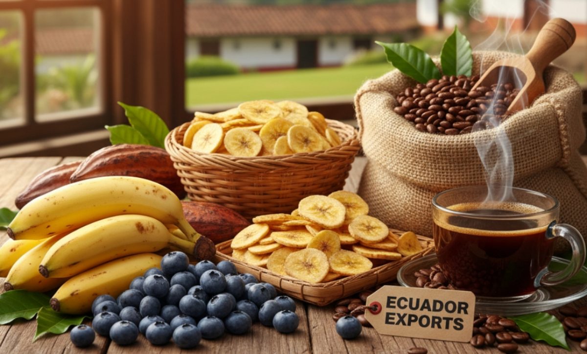 Ecuador conquista mercados internacionales con la exportación de productos orgánicos y no tradicionales. (Generado con la inteligencia artificial Gemini de Google)