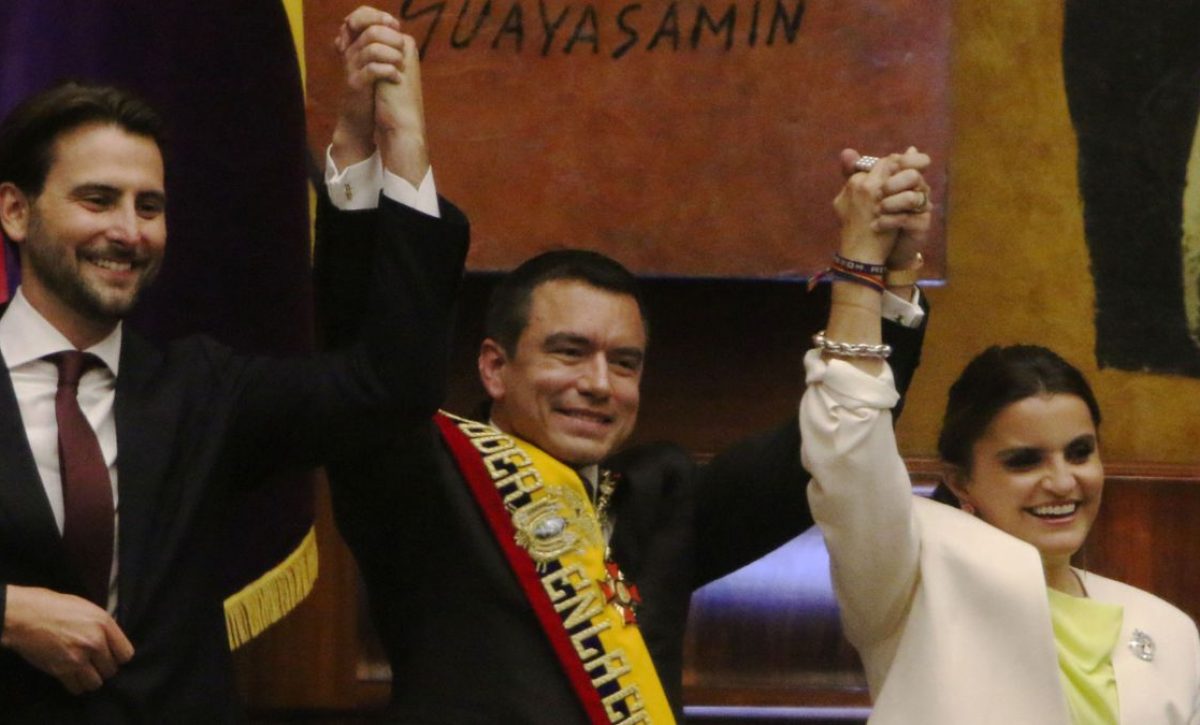 El Presidente Daniel Noboa le asigna estas funciones a María José Pinto, su nueva vicepresidenta. (API).