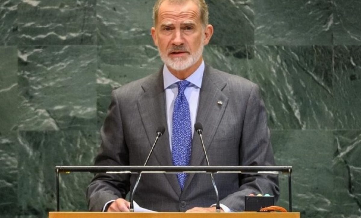 El Rey Felipe de España en su discurso en la Organización de las Naciones Unidas. FOTO: Europa Press