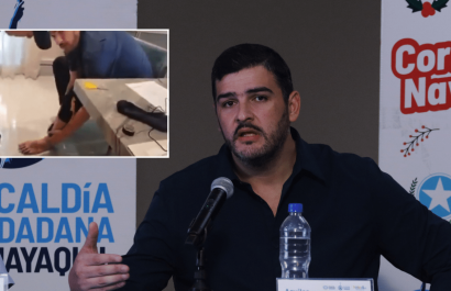 El alcalde de Guayaquil, Aquiles Alvarez, cumple orden judicial y lleva grillete electrónico