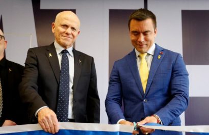 El presidente Daniel Noboa en la inauguración del Centro de Innovación y Emprendimiento en Israel, 5 de mayo de 2025.
