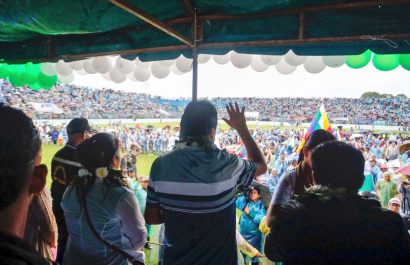 Evo Morales en un acto de masas