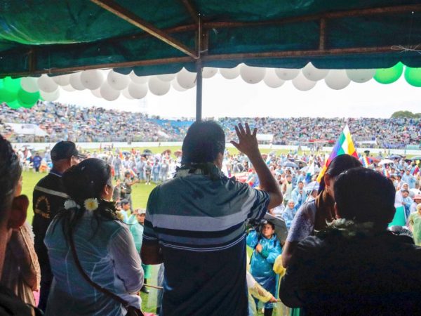 Evo Morales en un acto de masas