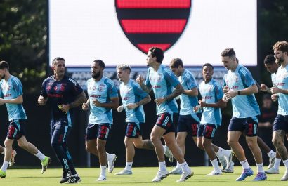 Jugadores del Flamengo durante un entrenamiento.