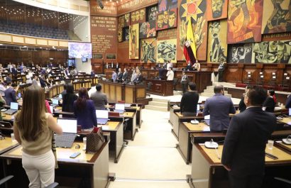 La resolución, respaldada por la mayoría oficialista, condena los actos de violencia y los daños a bienes públicos y privados. FOTO: @AsambleaEcuador.