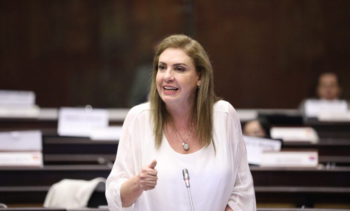 La legisladora de Revolución Ciudadana (RC), Nuria Butiñá. FOTO: @AsambleaEcuador