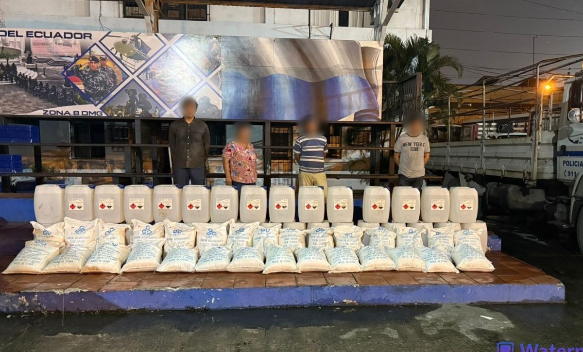 Decomisan dos toneladas de químicos en Guayas