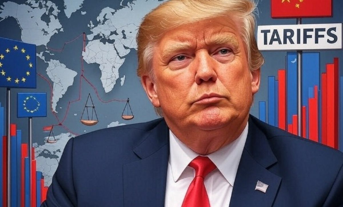 Ilustración sobre las decisiones arancelarias del presidente de EE.UU. Donald Trump