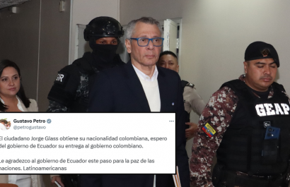 Gustavo Petro anunció que le otorgó la nacionalidad colombiana a Jorge Glas, pero luego borró el tuit