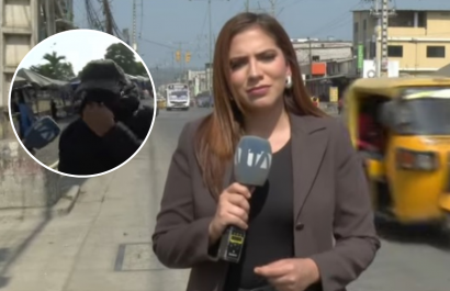 Hombre agrede a equipo periodístico de Teleamazonas durante una transmisión en vivo