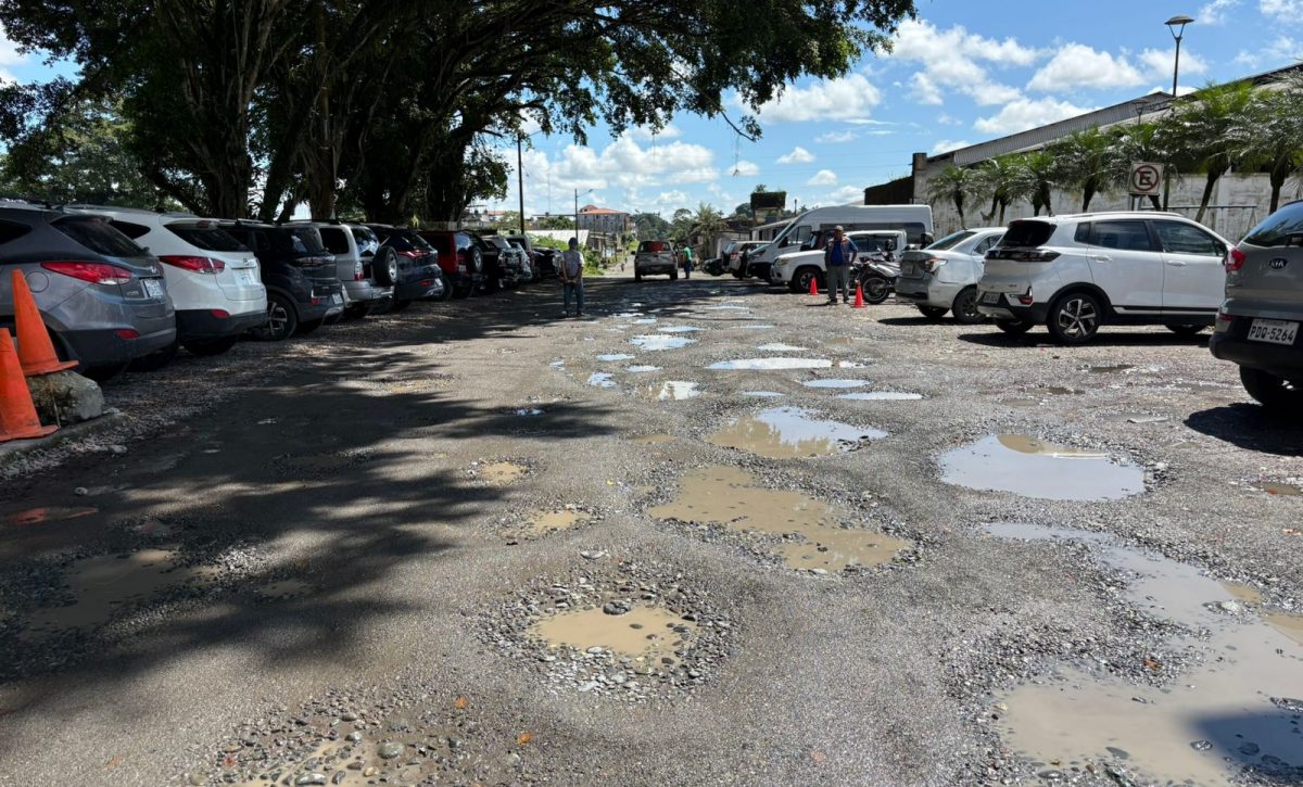 Huecos profundos, lodo y agua estancada deterioran la calle Río Tanti, vía clave del centro de Santo Domingo.