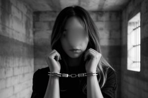 Imagen generada con IA de una mujer detenida al ser acusada de pertenecer a una banda de sacapintas.