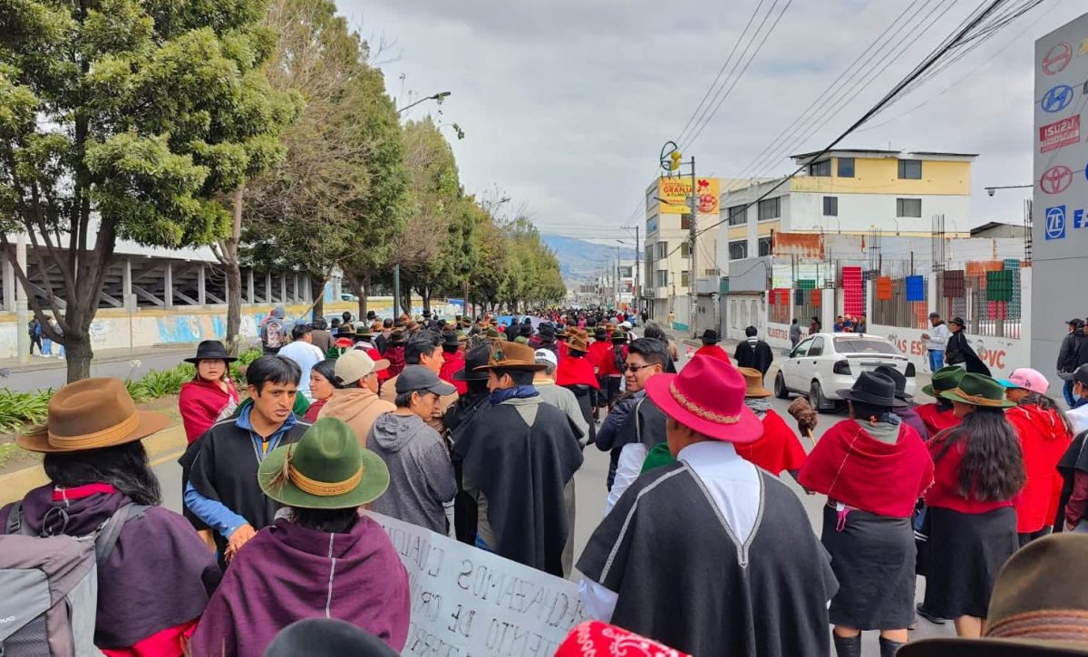 Indígenas marchan en Ambato contra eliminación del subsidio al diésel