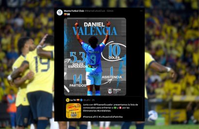 ¿Indirecta? Manta FC reaccionó a la convocatoria de Ecuador con una publicación con los números de su goleador, Daniel Valencia