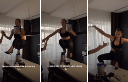 Influencer rusa se fractura la columna al intentar un reto viral; tiene un bebé recién nacido