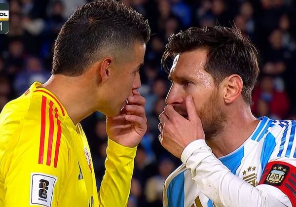 Tenso cruce entre Messi y James Rodríguez en el empate de Colombia frente a Argentina.