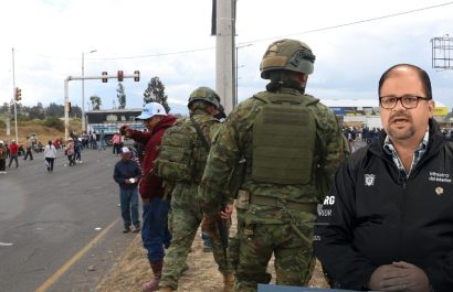 John Reimberg, ministro del Interior vincula protestas violentas en Imbabura con “economías criminales”. (API)