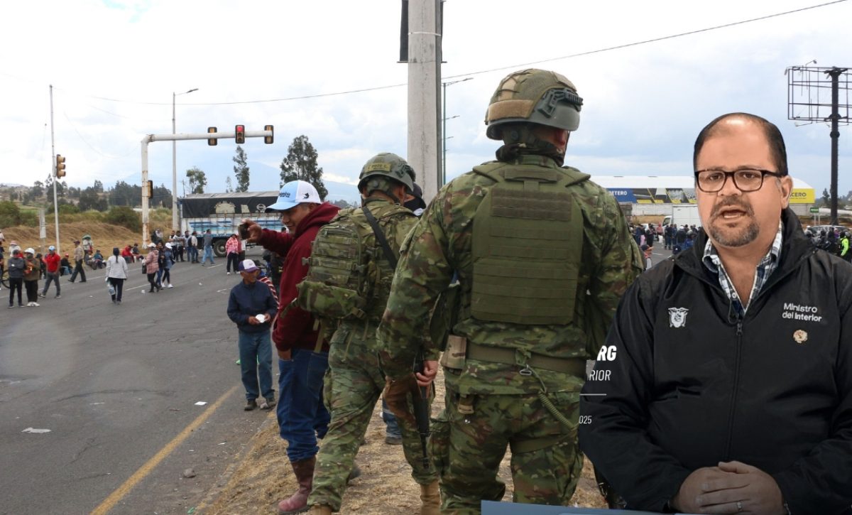 John Reimberg, ministro del Interior vincula protestas violentas en Imbabura con “economías criminales”. (API)