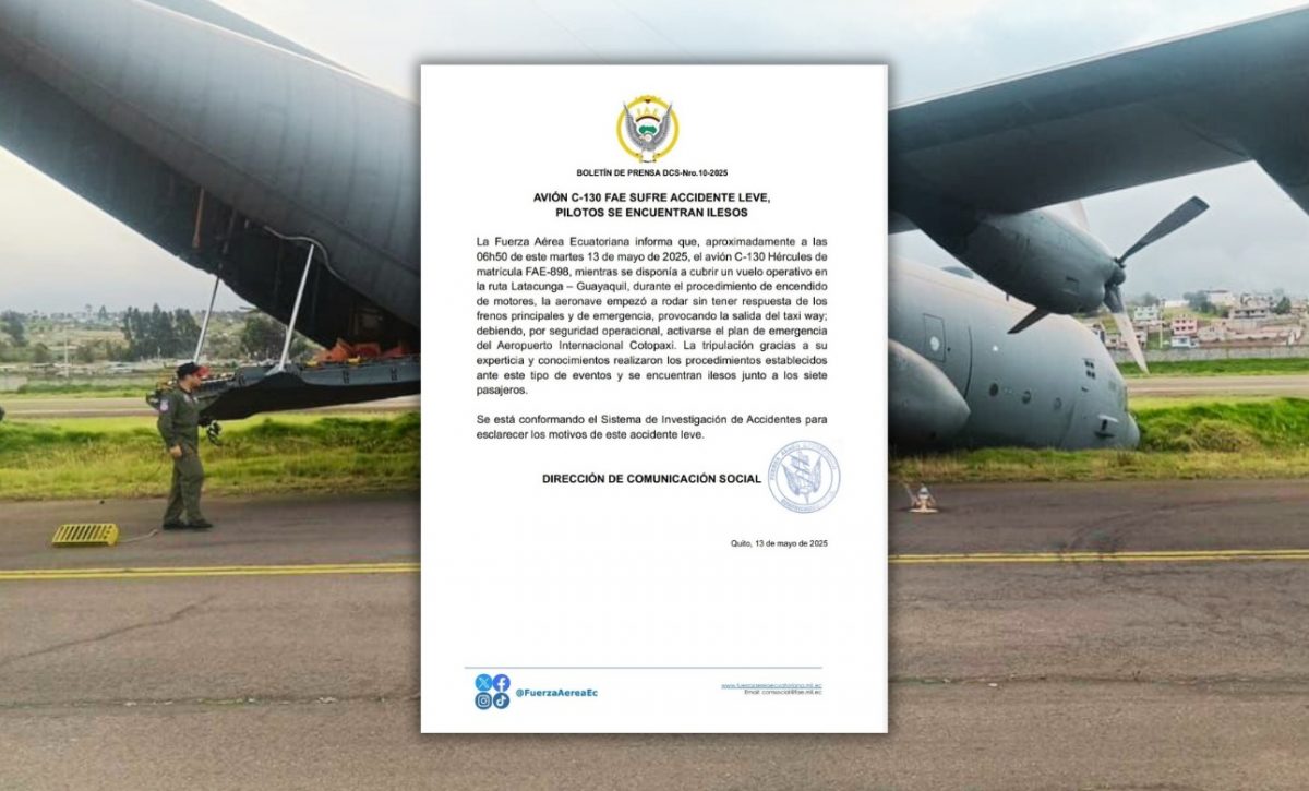 La FAE se pronunció sobre el accidente del avión Hércules C-130 en el aeropuerto de Cotopaxi