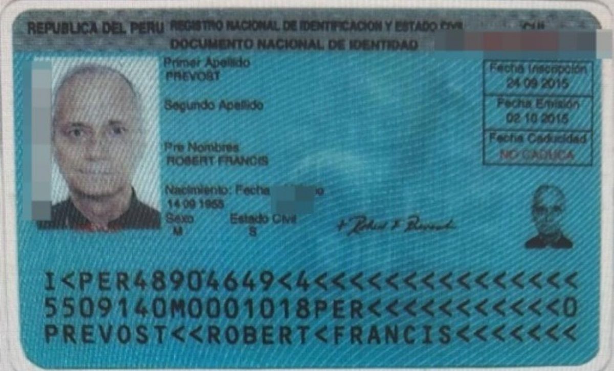 La cédula o DNI peruano del Papa León XIV