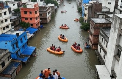 Las fuertes lluvias que azotan Ajmer desde hace dos días, han causado inundaciones severas en zonas residenciales cercanas