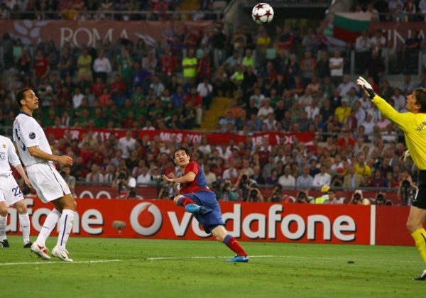Lionel Messi elige su gol de cabeza al Manchester United como favorito