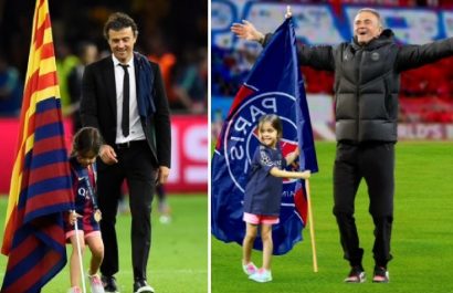 Luis Enrique celebra junto a su hija Xana.