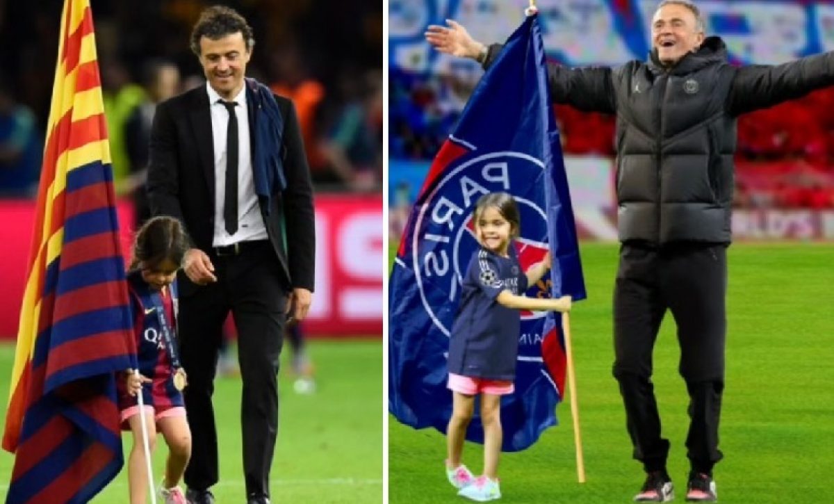 Luis Enrique celebra junto a su hija Xana.
