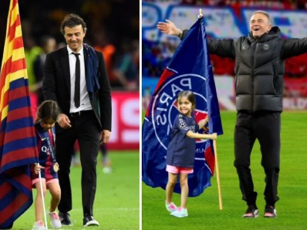 Luis Enrique celebra junto a su hija Xana.