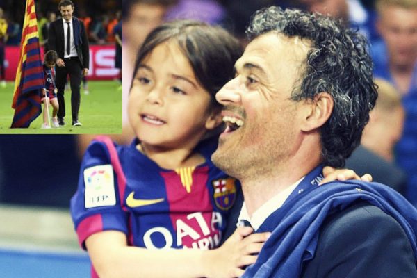 Luis Enrique y su hija celebrando el triunfo de Barcelona