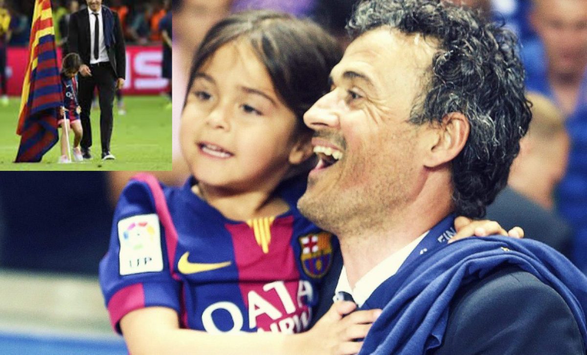 Luis Enrique y su hija celebrando el triunfo de Barcelona