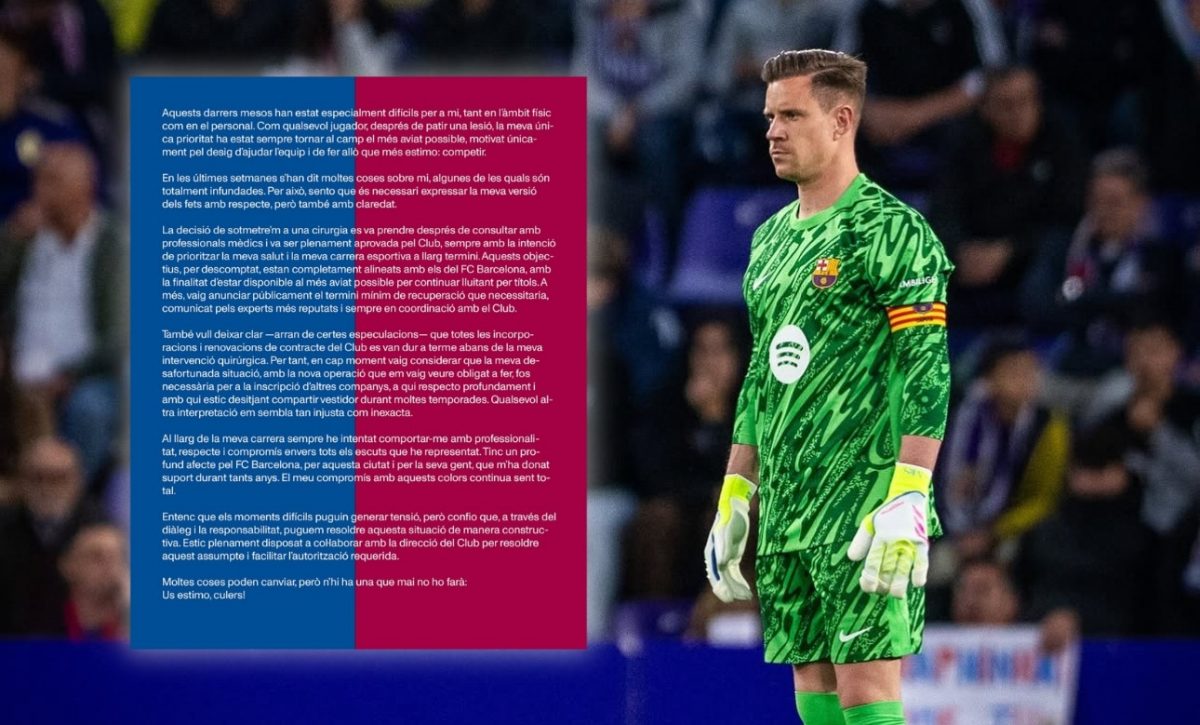 Marc-André ter Stege afirma que la decisión de operarse fue plenamente aprobada por el FC Barcelona