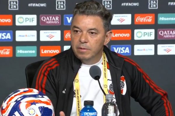Marcelo gallardo en la rueda de prensa antes del partido con Inter de Milán.