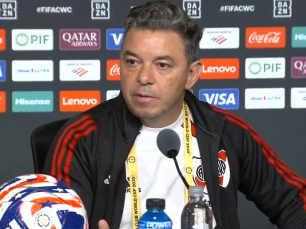 Marcelo gallardo en la rueda de prensa antes del partido con Inter de Milán.