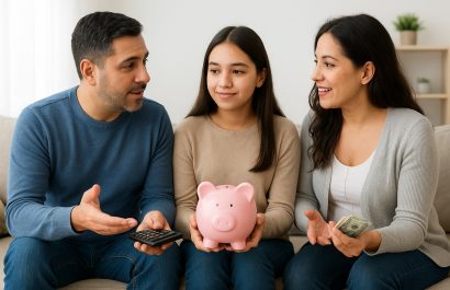 Métodos de ahorro ayudan a familias con ingresos fluctuantes a mantener estabilidad financiera. FOTO: Inteligencia Artificial (Chatgpt).