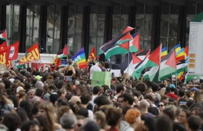 Movilización pro palestina en Roma, Italia. FOTO: Europa Press.