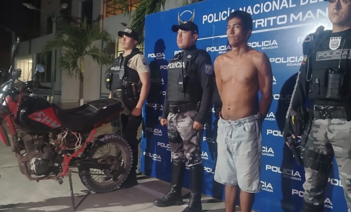 Jorge. G. intentó asesinar a un hombre en La Revancha de Manta. La Policía lo detuvo.