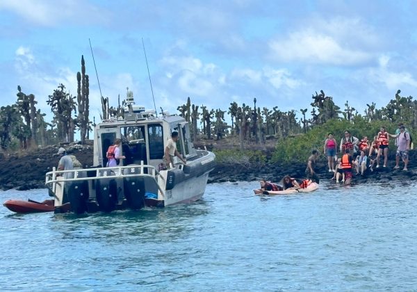 Rescatan a 28 personas tras hundimiento de embarcación en la playa Tortuga Bay, Galápagos