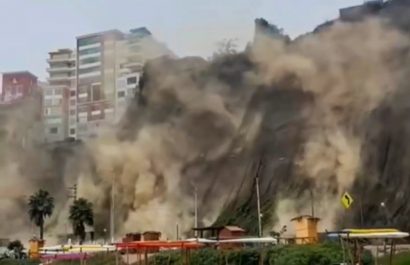 Imagen captada de los videos difundidos en redes sociales, sobre la magnitud del sismo,