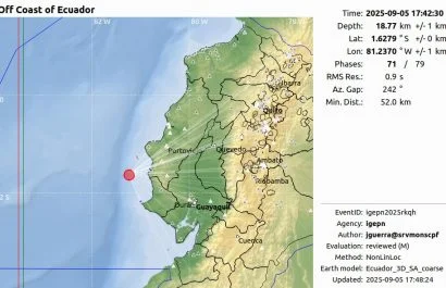 El Instituto Geofísico reportó el sismo de este viernes 5 de septiembre.
