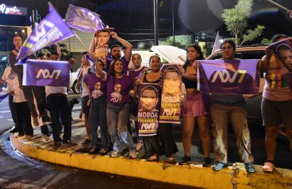 Seguidores de Daniel Noboa celebraron su triunfo en Portoviejo