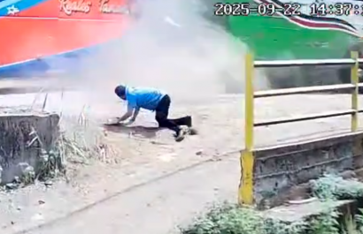 VIDEO | Así fue el choque entre dos buses en San Plácido de Portoviejo; el oficial se lanzó en una maniobra extrema