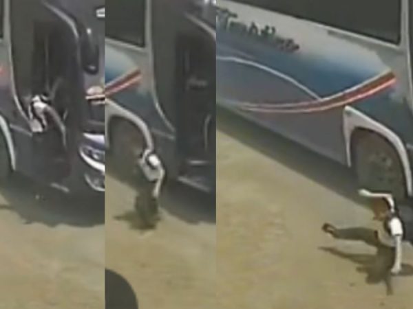 Video: Así fue la aparatosa caída de un estudiante menor de edad desde un bus de la cooperativa Turístico Manabí, en Sucre. (Redes sociales).