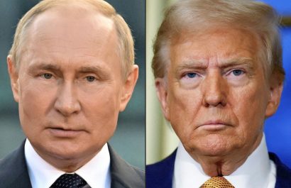Vladimir Putín (izq.), presidente de Rusia y Donald Trump, presidente de Estados Unidos, se reunirán en Alaska. FOTO: Composición.